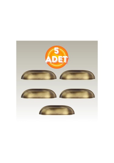Tas Midye Çanak 96mm Antik Sarı Dolap Çekmece Vestiyer Mobilya Kulpu Metal Kulp 5 Adet Antik
