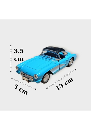Nostaljik Metal Çek Bırak Mavi 1957 Chevrolet Corvette Araba Kapılar Açılır Diğer