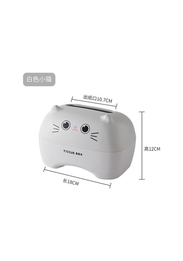 Beyaz Kedi-ıslak Mendil Kutusu Masaüstü Mühür Bebek Mendilleri Kağıt Saklama Kutusu Ev Plastik Toz Geçirmez Kapaklı Mendil Kutusu Ev Ofis Dekor İçin