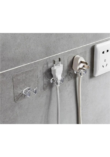 Güçlü Yapışkanlı Banyo Mutfak Ürün Priz Askılığı 1 Adet-al4268 Şeffaf