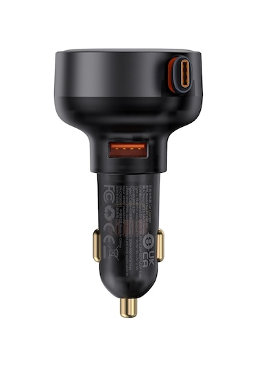 Geeksen Baseus Araba Şarj Cihazı 60w, Çekilebilir Type-c + Usb, Hızlı Şarj, Siyah Cctxp-uc