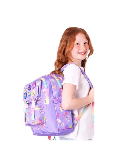 Elatae Su Geçirmez Kumaş Kız Çocuk Çok Gözlü Ortopedik Sırt Okul Çantası L5238 Lila