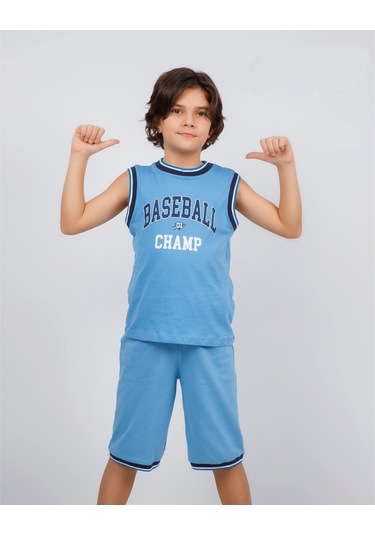 Erkek Çocuk Kolsuz Baseball Baskılı Basic Kaprili Takım 6-9 Yaş 001