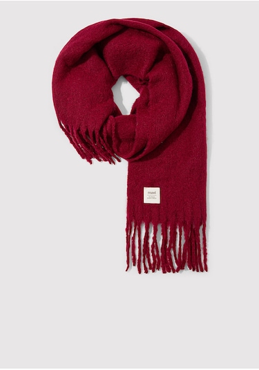 Mavi - Püsküllü Bordo Atkı 1912807-24862 Bordo