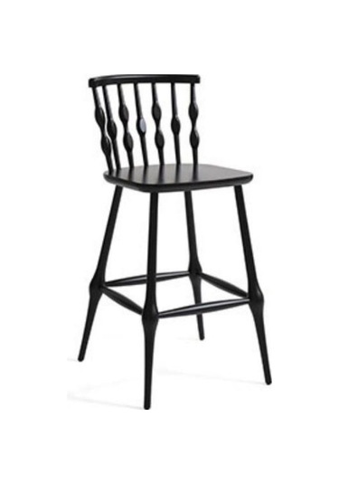 Natura Retro Ahşap Bar Sandalyesi Siyah