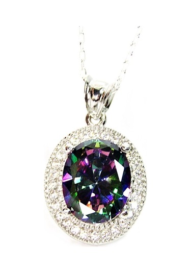 Gümüş Oval Mistik Topaz Kadın Kolye