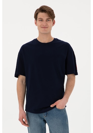 U.S. Polo Assn. Erkek Long Fit Bisiklet Yaka Lacivert Basic Tişört 50305988-VR033