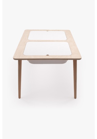 Montessori Çocuk Ahşap Oyun Etkinlik Çalışma Masası, 2 Saklama Alanlı Ahşap