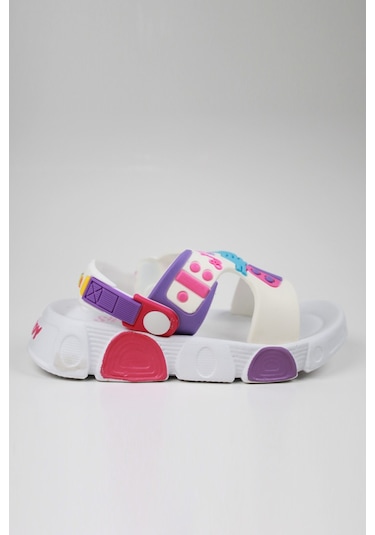 Günlük Unisex Çocuk Sandalet Esnek Kaymaz Taban Yazlık Ev Okul Kreş Ayakkabı Ps940-ps955 Beyaz - Pembe