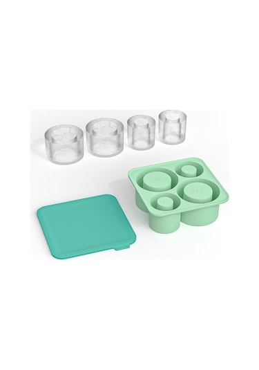 Lemestar Stanley Yeşil 4'lü Gıda Grubu Silikon Buz Kalıbı - Hızlı Donma, Kolay Çıkarma, Yıkama Kolay, Mikrodalga Ve Lavabo Uyumlu Çok Renkli