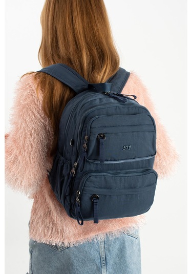 Yumuşak Dokulu Ultra Hafif, Esnek Ve Su Geçirmez Polyamid Kumaş Sırt Çantası Lacivert Model: 571-13-14a Lacivert