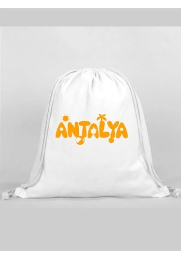 Antalya Baskılı Sırt Çantası - İp Büzgülü Spor Çanta Renkli