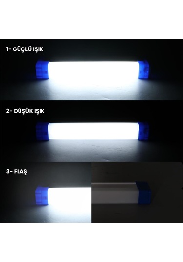 Powermaster T515 17cm 20w Çubuk Portatif Led Işıldak Şarjlı Tüp Lamba 800mah Beyaz