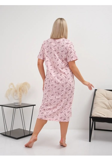 Smıle & Reza Büyük Beden Pamuklu Gecelik 466430459 Pembe