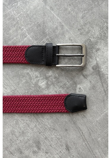 Erkek Hasır Örgü Kemer Bordo