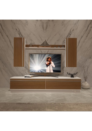 Decoraktiv Eko 5db Mdf Std Tv Ünitesi Tv Sehpası Beyaz - Ceviz