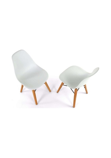 Seduna Eames Child Sandalye 2 Adet | Natural Ahşap Ayaklı-Beyaz