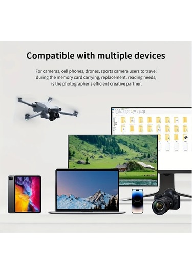 Honeybeeshop Dk10 Taşınabilir Toz Su Geçirmez Darbeye Dayanıklı 2si 1 Arada Kart Okuyucu Kılıf Çoklu Kart Okuma Büyük Kapasite