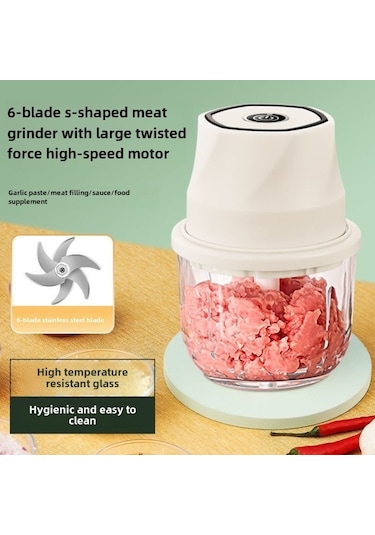 Symbee 350ml Cam Kase 6 Blatlı Elektrikli Sarımsak Çırpıcı - Hızlı Sarımsak Ezici Ve Püreleyici Mutfak Aleti Krem Beyaz Diğer