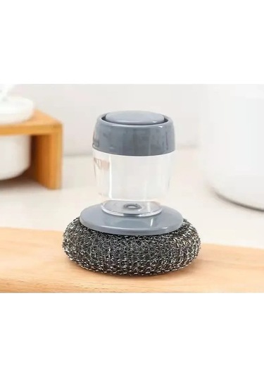 Ulzyvf 2'li Set Otomatik Deterjan Disp. + Bulaşık Fırçası - Yedek Başlık Hediyeli Gri Fırça Boyu 25cm Gri