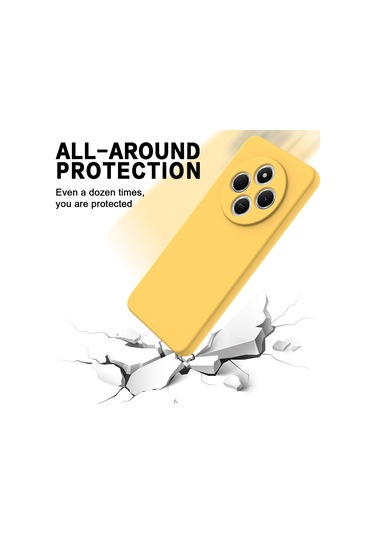Xiaomi Poco M7 5g İçin Düz Renk Sıvı Silikon Damlamaz Tam Kapsama Telefon Kılıfı Sarı
