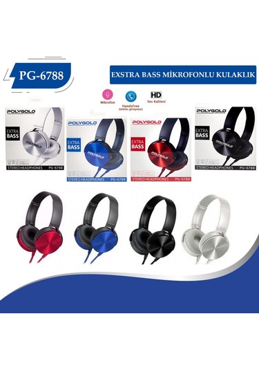 Polygold Pg-6788 Extra Bass Mikrofonlu Kulaklık