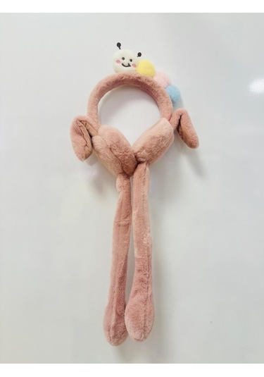 Gala Haretli Sesli Çocuk Tırtıllı Peluş Kulaklık Pudra