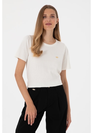 U.S. Polo Assn. Kadın Beyaz Bisiklet Yaka Triko Tişört 50306460-VR013