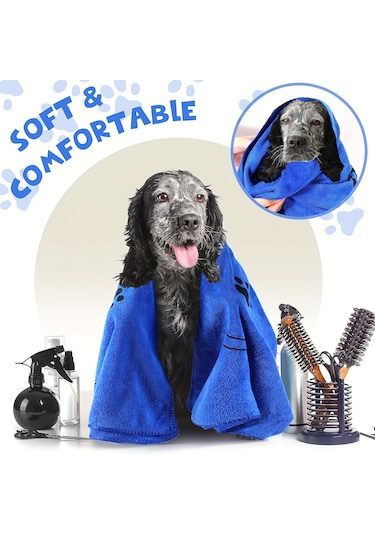 Ecronicword 4'lü Paket Evcil Köpek Banyo Havlusu Emici Çabuk Kuruyan Yumuşak