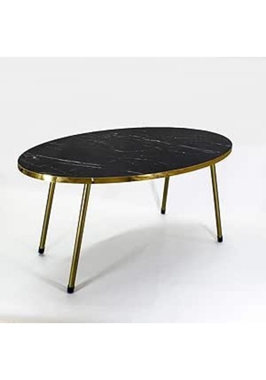 Orta Sehpa Elips Altın Metal Ayak Bendir Altın Çok Renkli