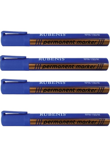 Rubenis Yuvarlak Uç Permanent Markör Mavi 4 Adet