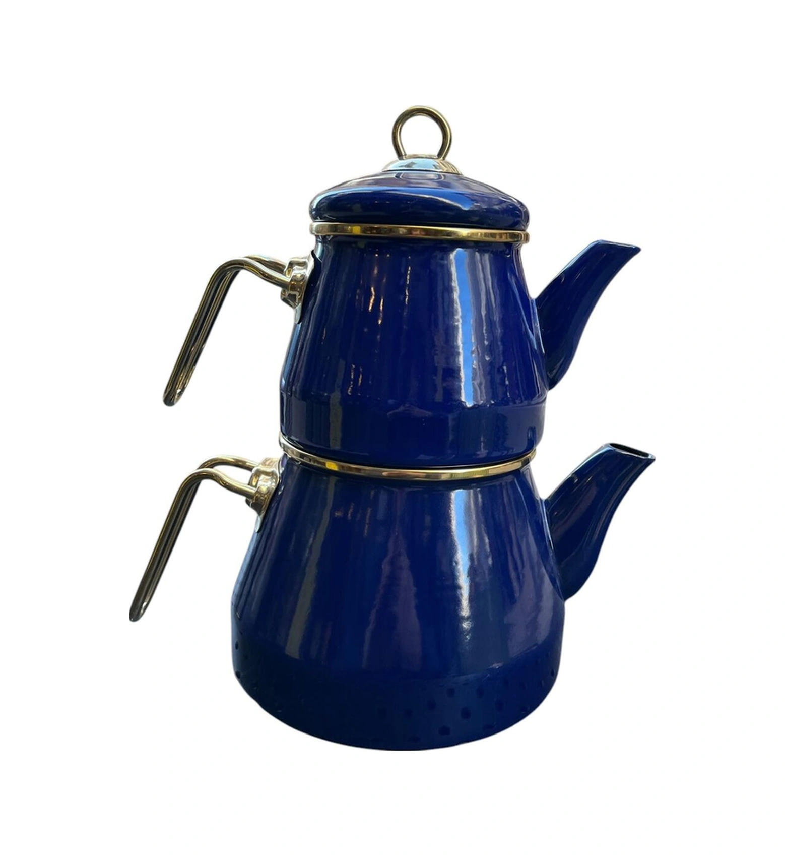 Taşev Robin Emaye Çaydanlık Takımı Lacivert Lacivert