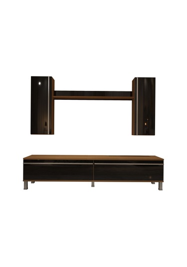 Decoraktiv Eko 7 Mdf Std Krom Ayaklı Tv Ünitesi Tv Sehpası Ceviz - Siyah