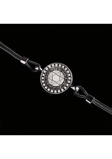 Hz.süleyman Mührü Yuvarlak 925 Ayar Gümüş Bileklik Gümüş