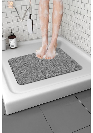 Su Emici Banyo Paspası Kaymaz Paspas Islak Zemin Duş Paspası Kivircik Paspas Takımı 40x60 Cm Gri