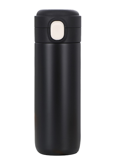 Xindoker 304 Çelik Vakumlu Termos Bardak 400ml - Tek Tuş Açma, 6-12 Saat Isı/sıcaklık Saklama, Dışarıda Kullanıma Uygun, Damlacık Sağlam Siyah