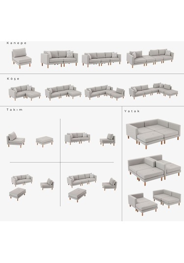 Armin Akıllı Köşe Koltuk Takımı & Modern Modüler Yataklı Köşe Takımı - Açık Krem