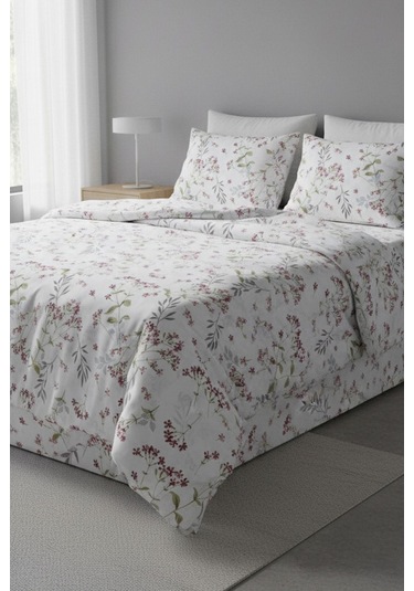 Floral Breeze %100 Pamuk Çift Kişilik Nevresim Takımı 200x220 Cm Beyaz