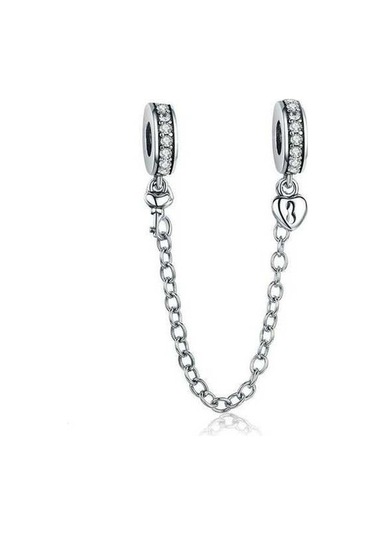 Fastbuy S925 Ayar Gümüş Kalp Kolye, Emniyet Zinciri, Çok Renkli Modeller Çok Renkli