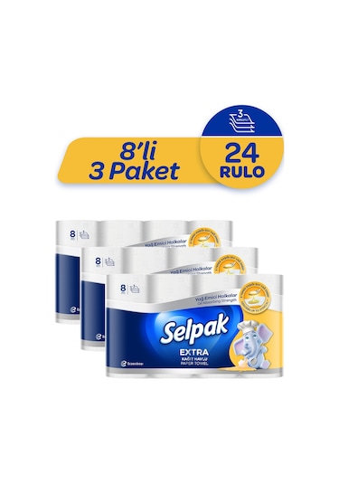 Selpak Extra Yağ Emici Havlu 3 x 8 Rulo