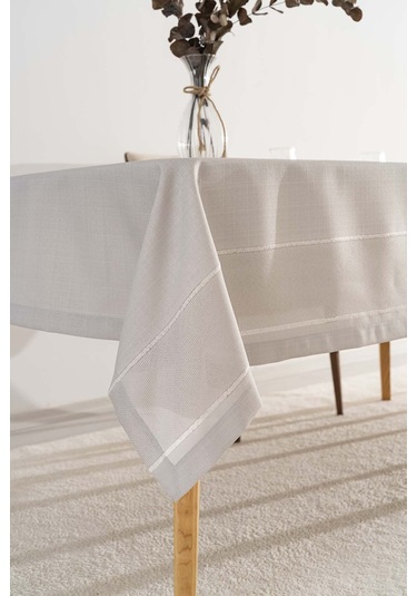 Nora Açık Gri Zarf Köşe Masa Örtüsü 150x220 Cm Gri