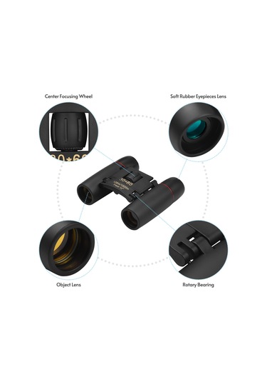 Suofeng 8x Büyüme Bak4 Prisma Mini İkili Gözlük - Dış Etkinlikler İçin Parlak Görüntü, Taşıma Çantası Ve Askı İle Siyah