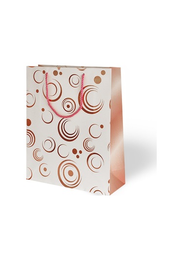 Geometri Desenli Lüks Karton Çanta Varak Baskılı Kırmızı 26x32 Cm 1 Adet