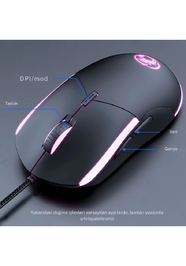 Techtic Ergonomik Çift El Kullanım Gamer Kablolu Oyuncu Mouse Rgb