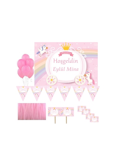 İsimli Hastane Odası Süsleme Seti Pembe