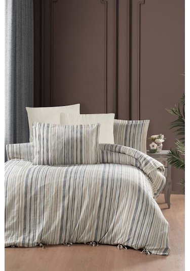 Jakarlı Çift Kişilik Nevresim Takımı Club Bej