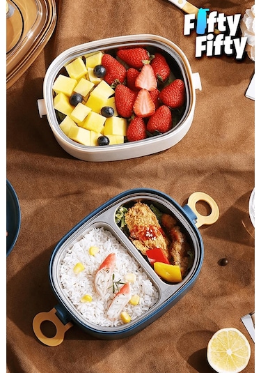 Vagonlife 1200 Ml İki Kat Üç Bölme Paslanmaz Çelik Bento Lunch Box fflbox50251