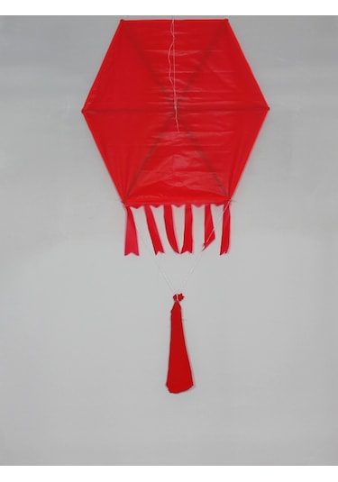 Kumaş Çerçeveli Altıgen Uçurtma - Düz Renk(Kırmızı)