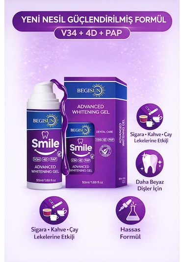 Begisun Leke Karşıtı Diş Beyazlatıcı Mor Jel 50 ML