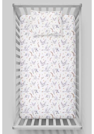 Organik Bebek Boy Lastikli Çarşaf Seti 70x130 - Kuğu Dansı